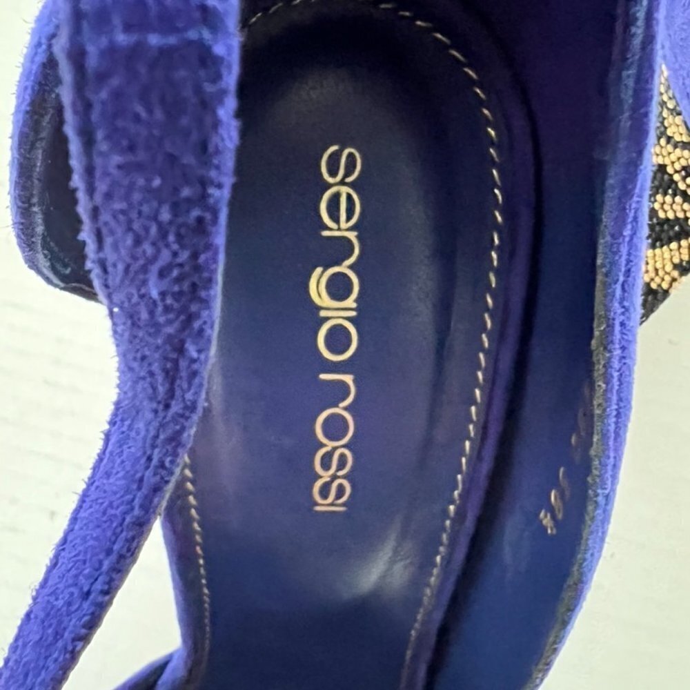 Sergio Rossi cobalt blue studded suede heels size 38.5 / KILO - Picture 7 of 8